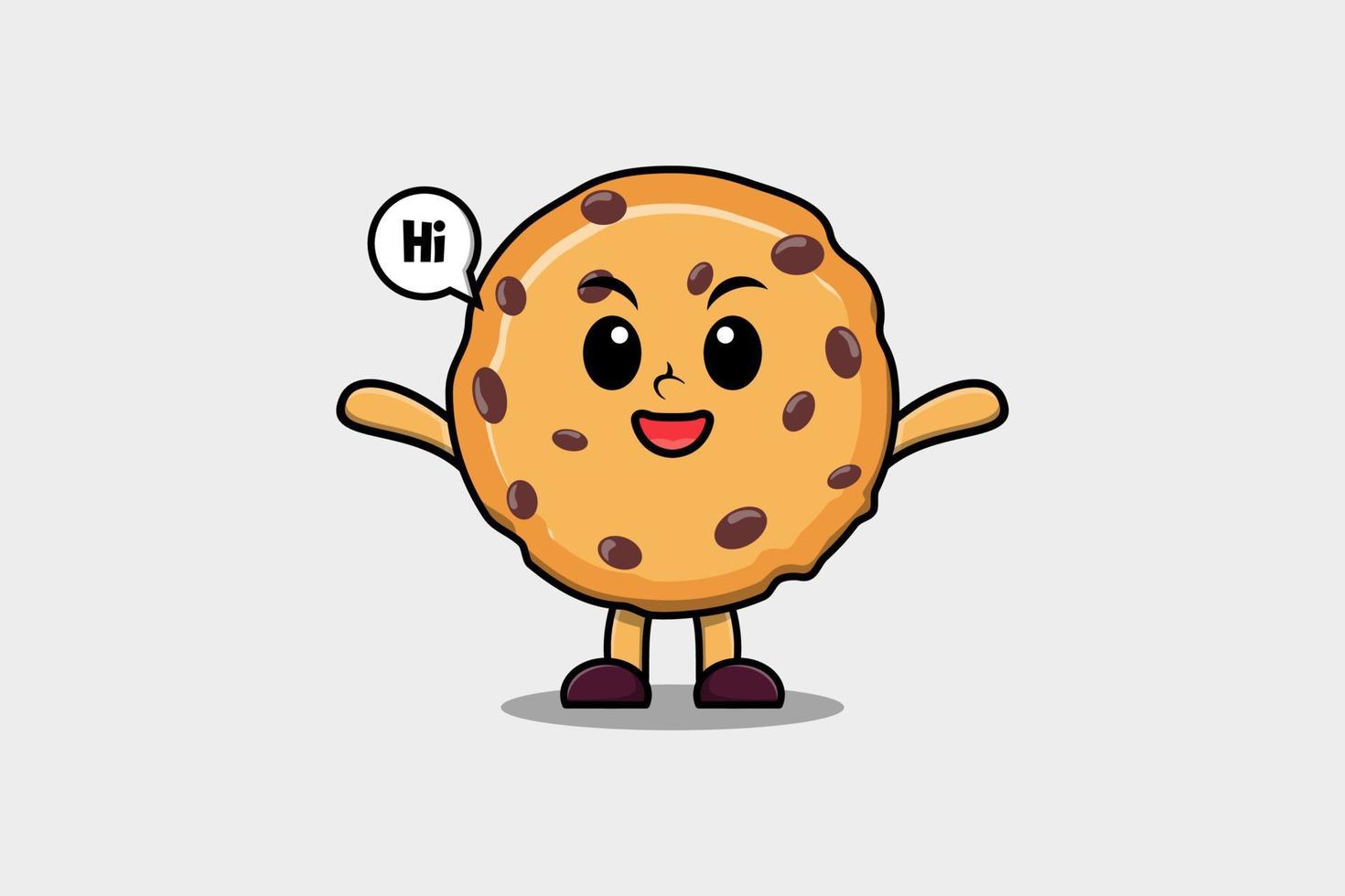 cartone animato biscotti personaggio con contento espressione vettore