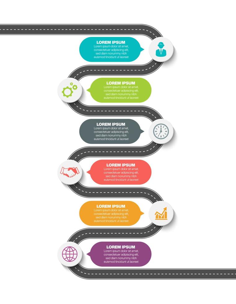 modello di infografica della road map di presentazione aziendale vettore