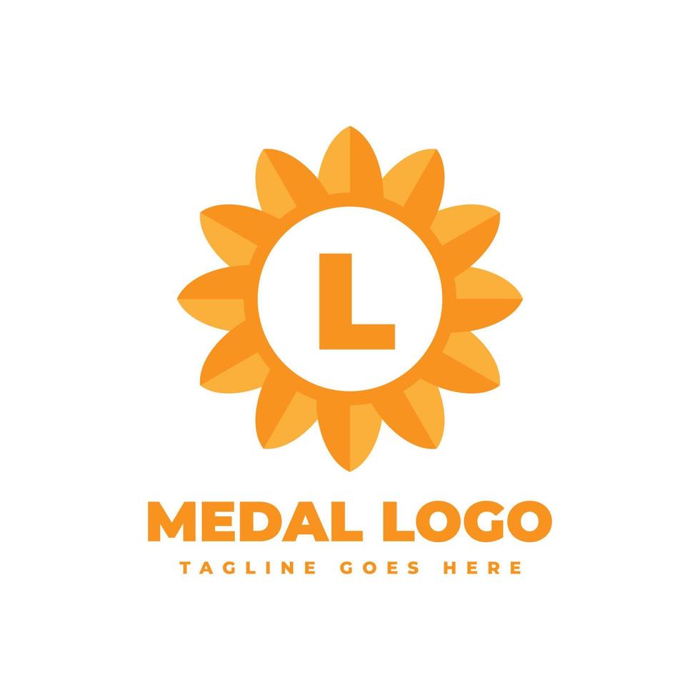 lettera l fiore medaglia vettore logo design elemento