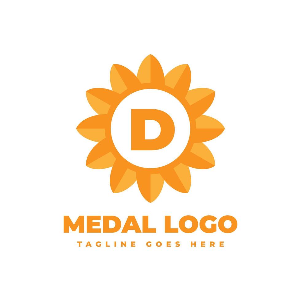 lettera d fiore medaglia vettore logo design elemento