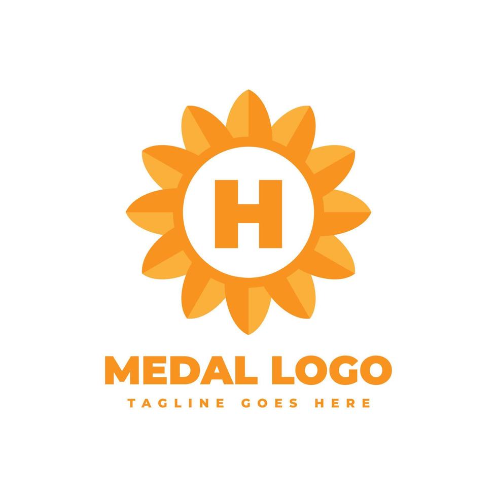 lettera h fiore medaglia vettore logo design elemento