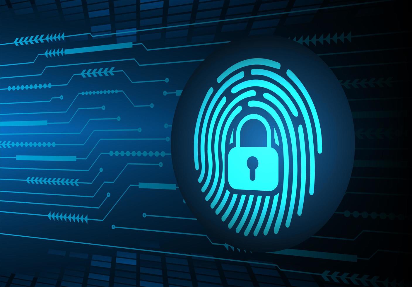 sfondo di sicurezza informatica di rete di impronte digitali vettore