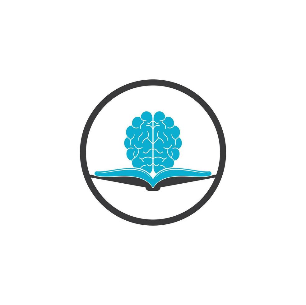 libro cervello logo design. educativo e istituzionale logo design. libro e cervello combinazione logo concetto vettore