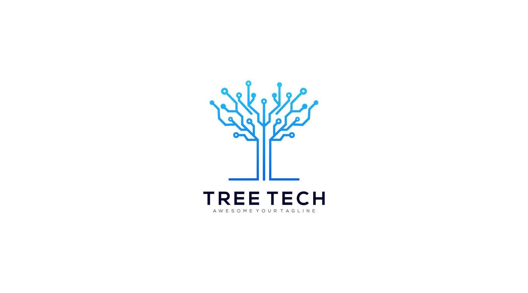 icona del vettore del logo digitale del circuito elettrico dell'albero tecnologico