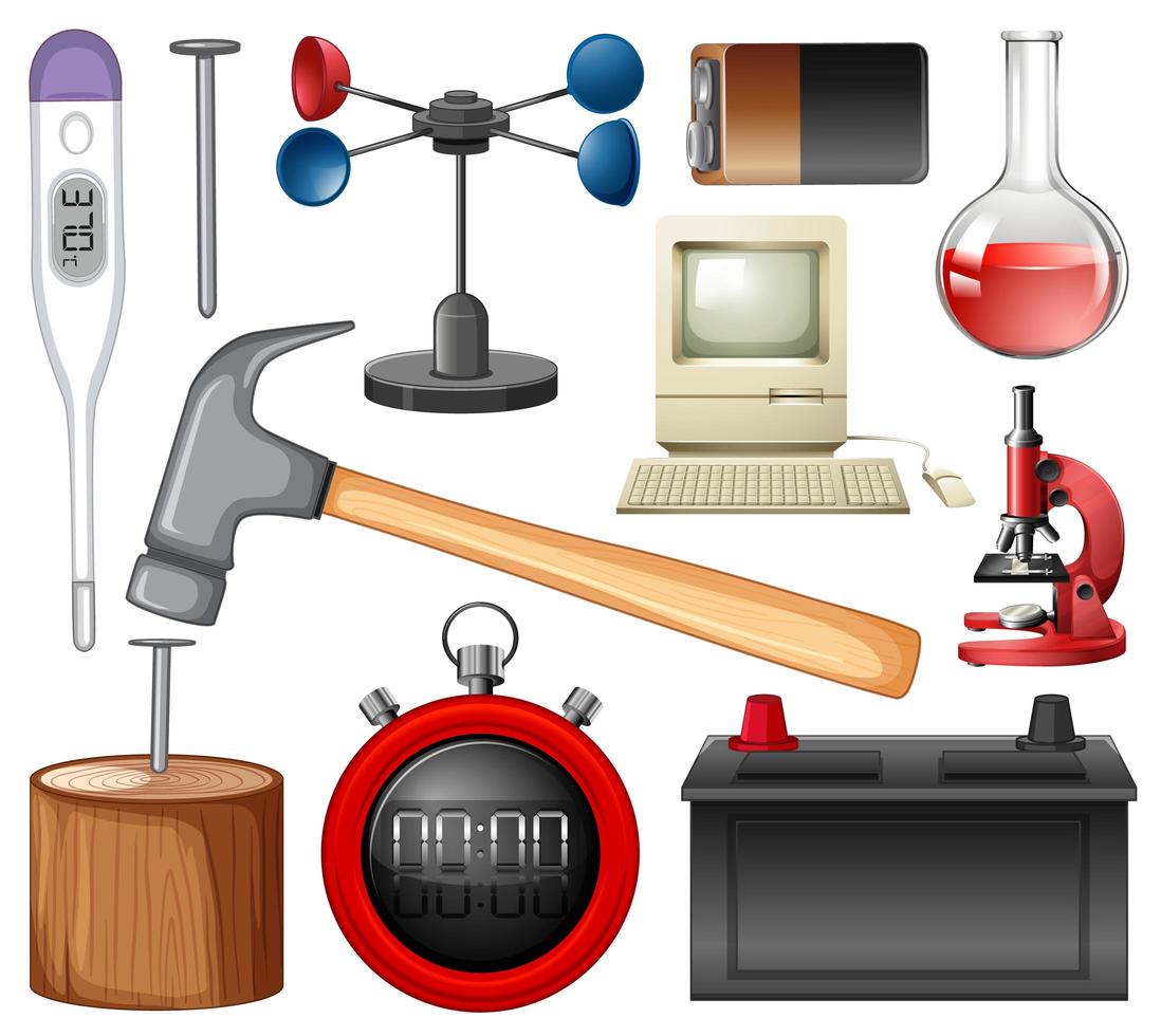 set di attrezzature scientifiche vettore