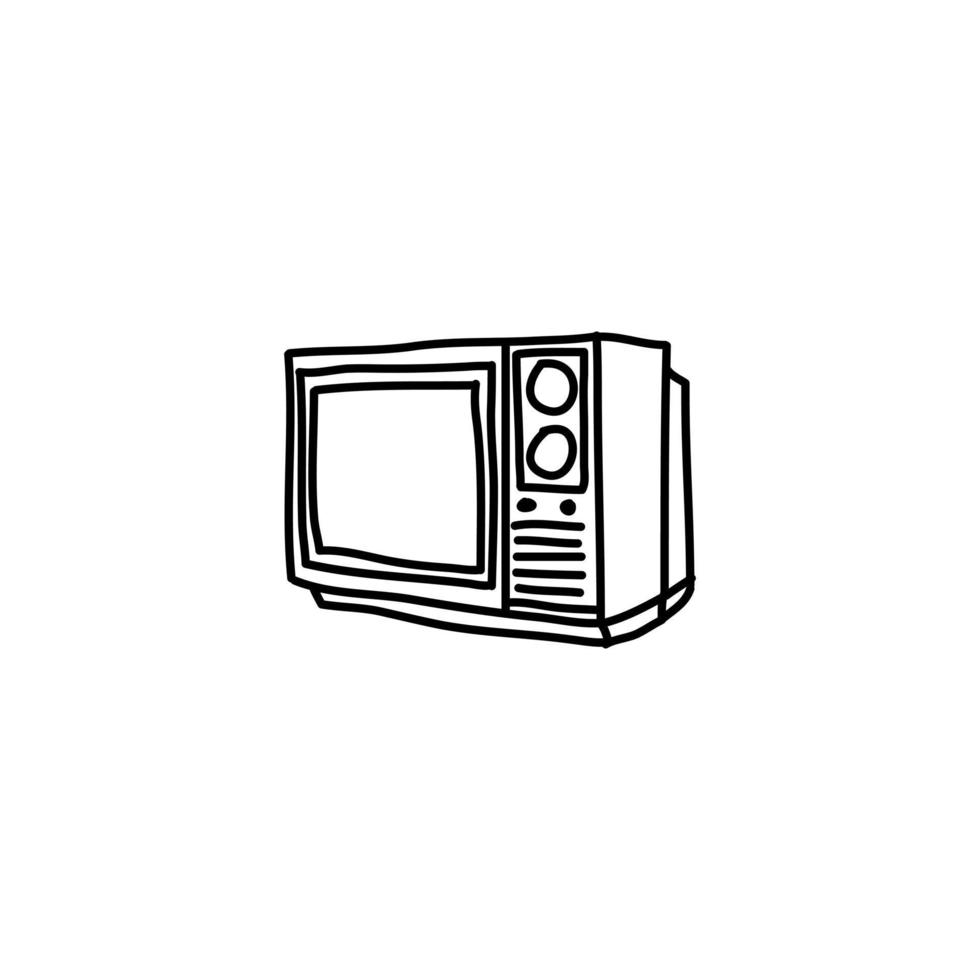 mano disegnato Vintage ▾ televisione icona, semplice scarabocchio icona vettore