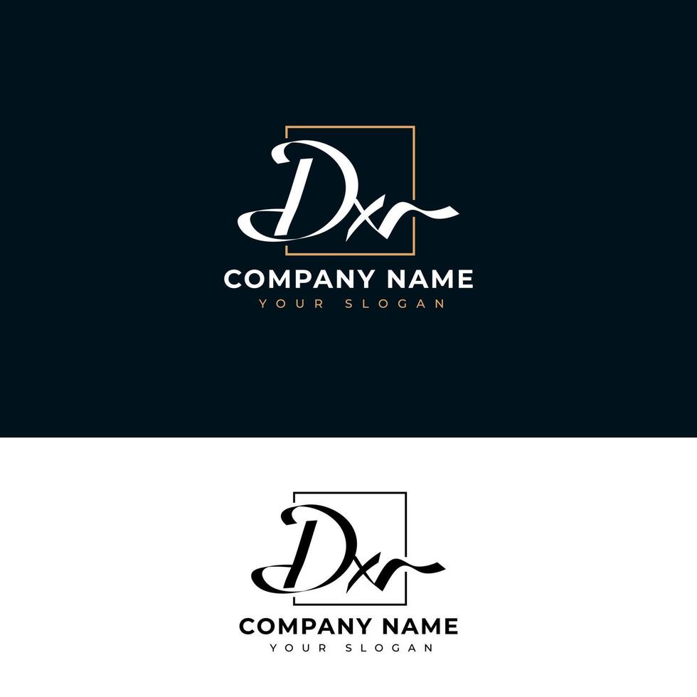 dx iniziale firma logo vettore design