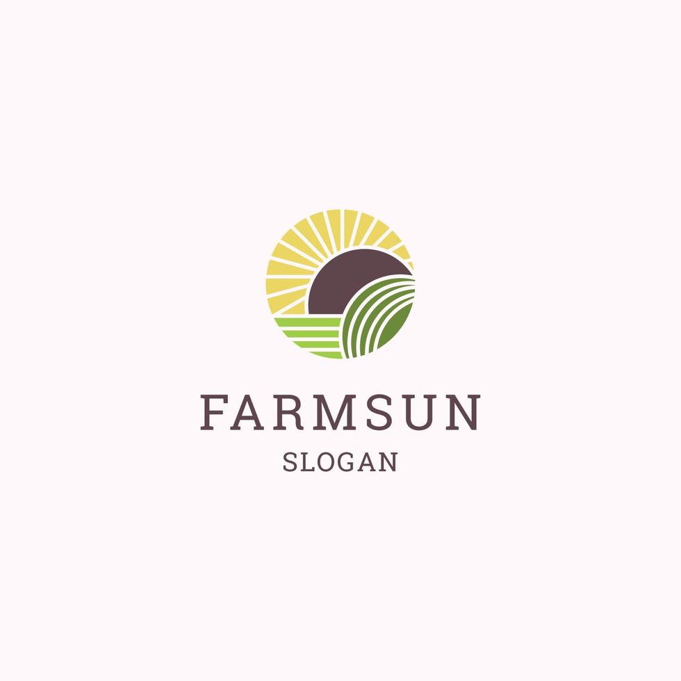 illustrazione vettoriale del modello di progettazione dell'icona del logo della fattoria del sole