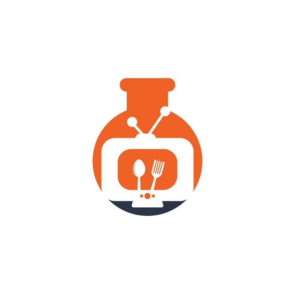 cibo canale laboratorio forma logo modello design vettore. cucinare canale tv logo design modello ispirazione vettore