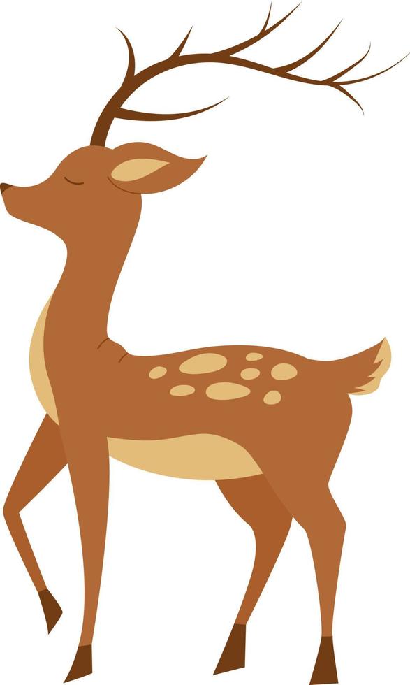 cartone animato piatto cervo con macchie per Natale isolato vettore