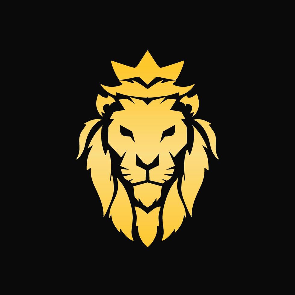 illustrazione vettore grafico di logo modello testa viso Leone re d'oro colore