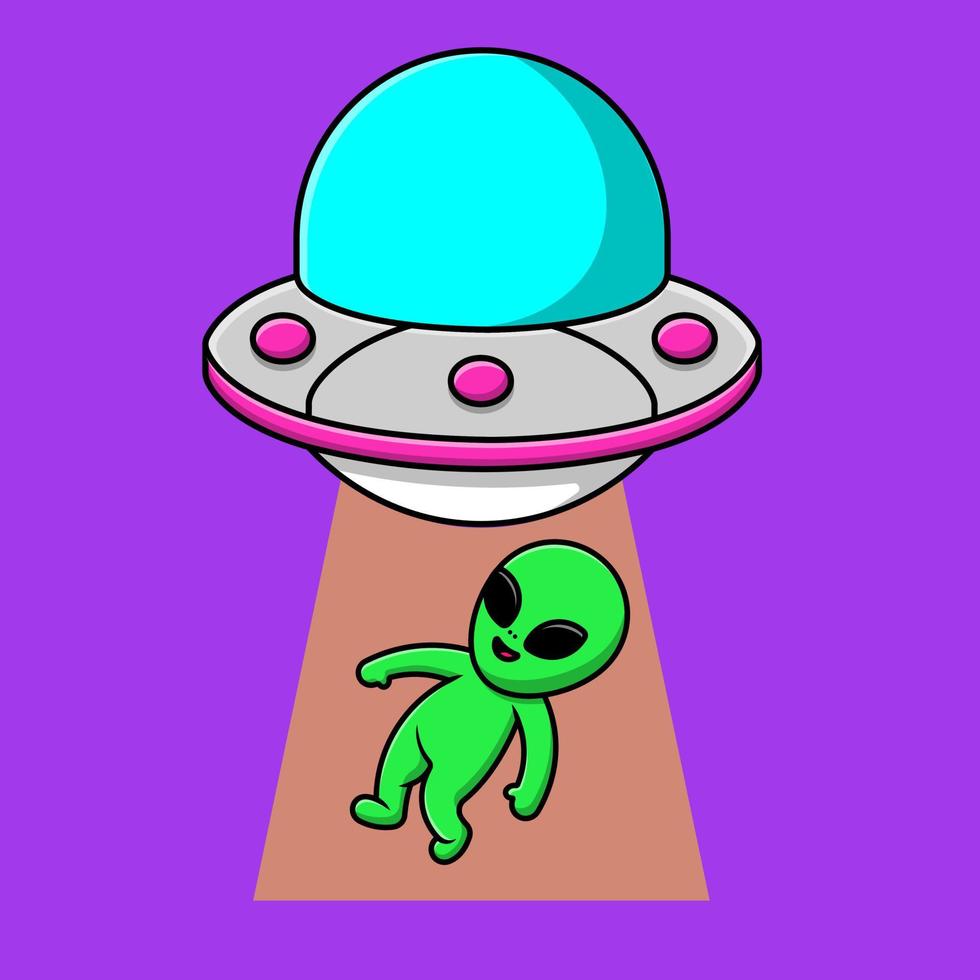 carino alieno volante con ufo cartone animato vettore icone illustrazione. piatto cartone animato concetto. adatto per qualunque creativo progetto.