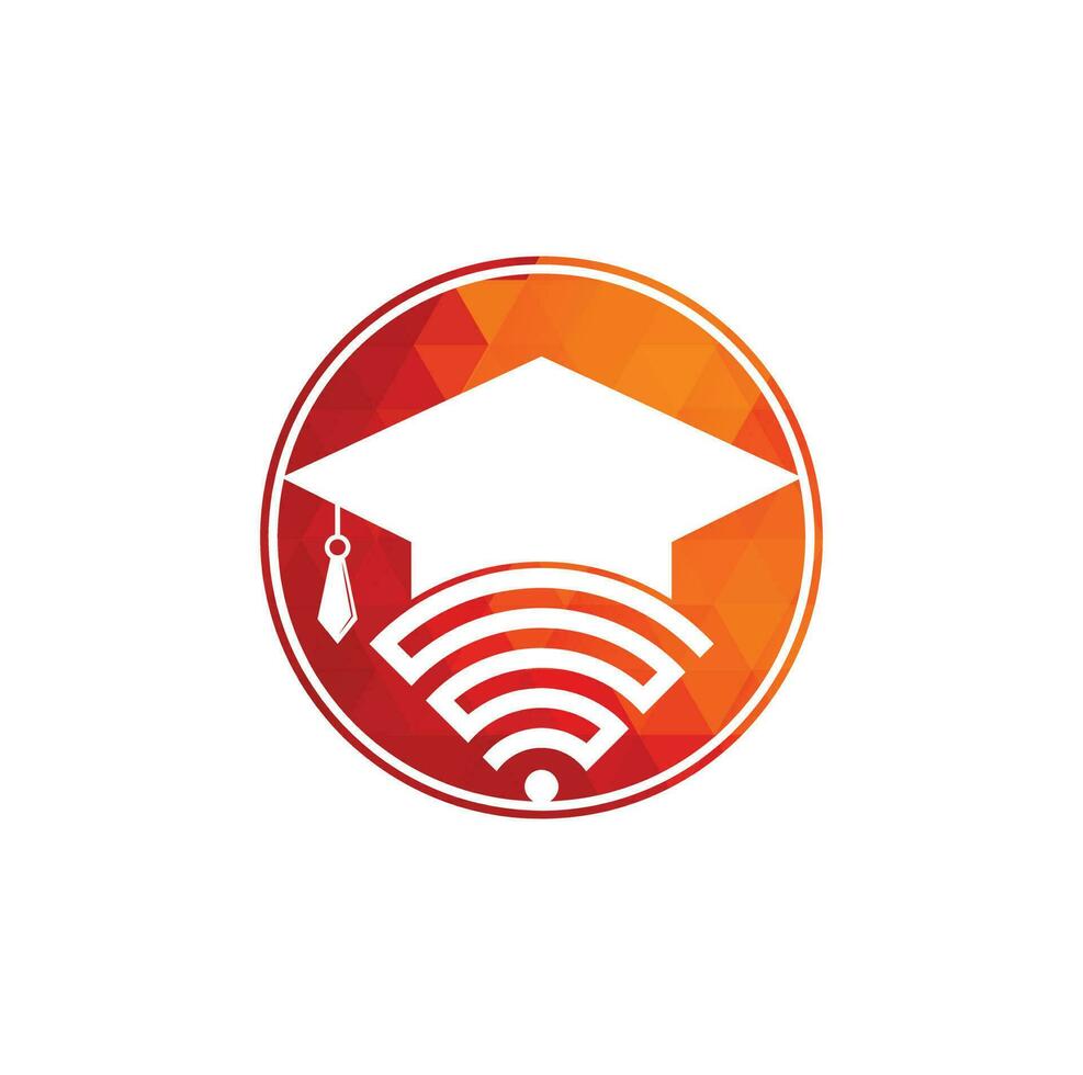 diplomato cappello e Wi-Fi vettore logo design. studia in linea logo concetto.