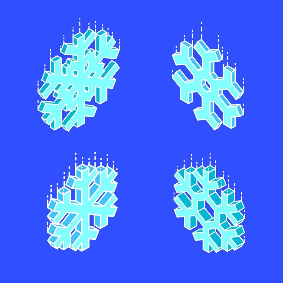 isometrico geometrico fiocco di neve impostato vettore