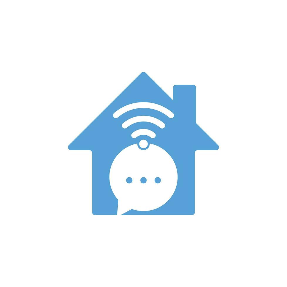 Chiacchierare Wi-Fi casa forma concetto logo design vettore cartello. Chiacchierare Wi-Fi logo design icona