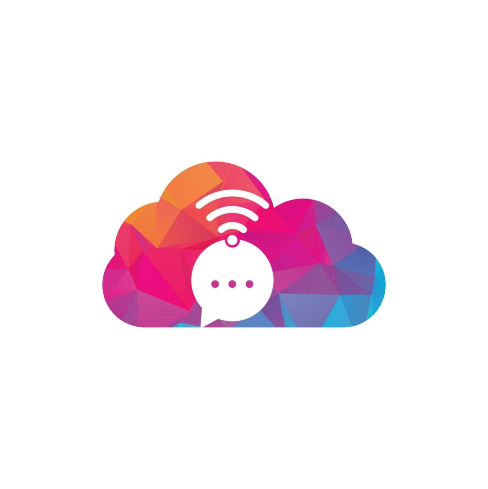 Chiacchierare Wi-Fi nube forma concetto logo design vettore cartello. Chiacchierare Wi-Fi logo design icona