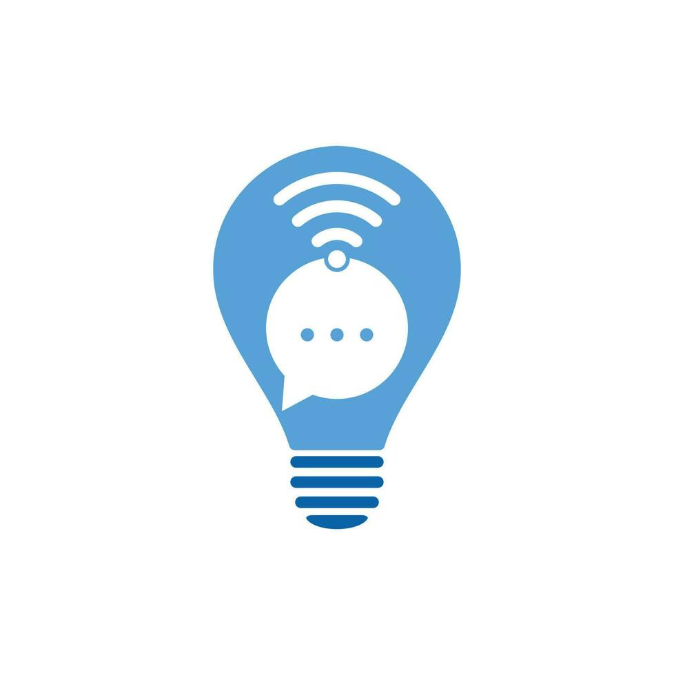 Chiacchierare Wi-Fi lampadina forma concetto logo design vettore cartello. Chiacchierare Wi-Fi logo design icona