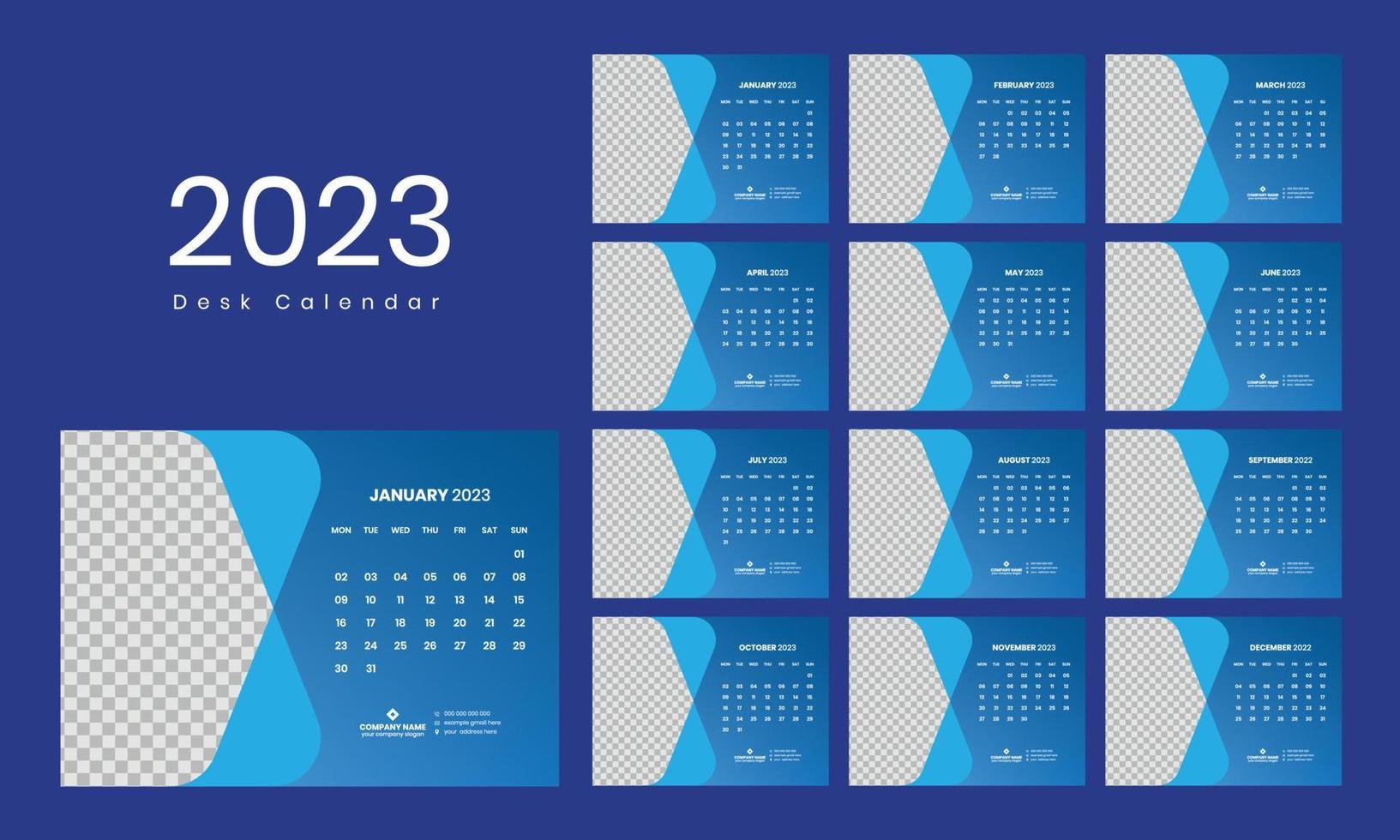 scrivania calendario modello 2023 vettore