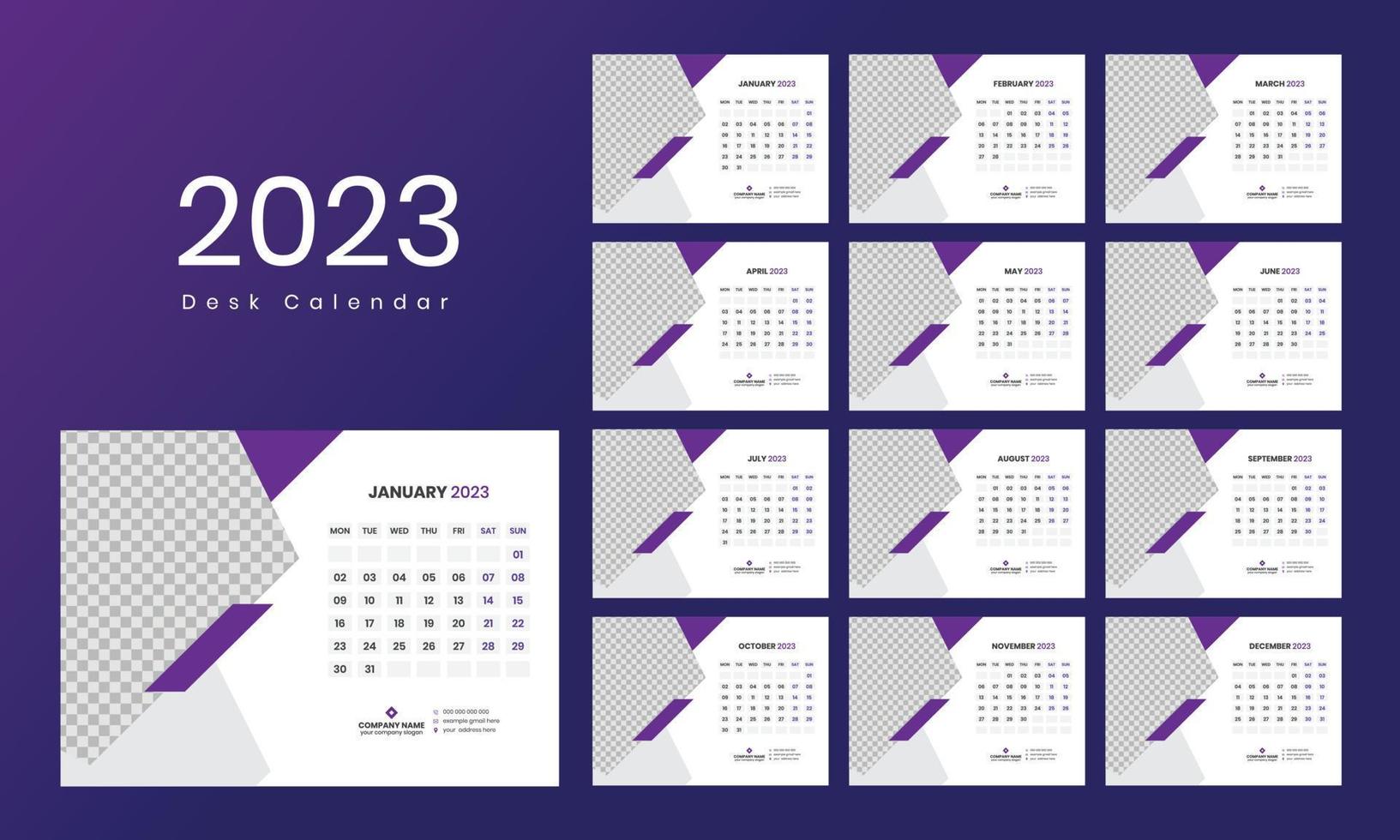 scrivania calendario modello 2023 vettore