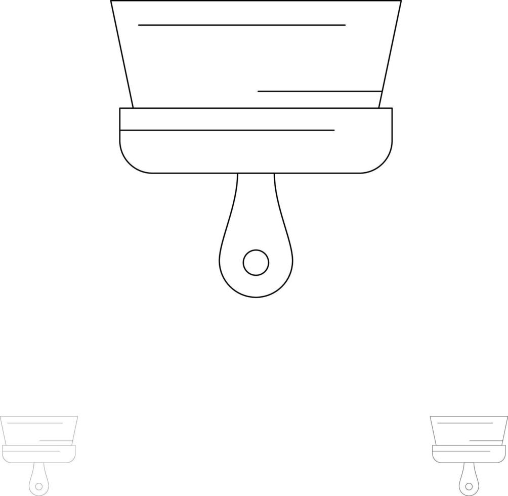 spazzola dipingere pennello attrezzo grassetto e magro nero linea icona impostato vettore