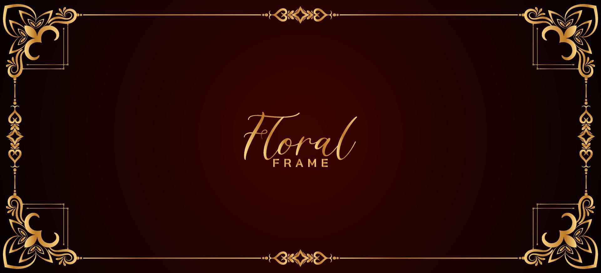 decorativo d'oro floreale telaio confine rosso bandiera design vettore