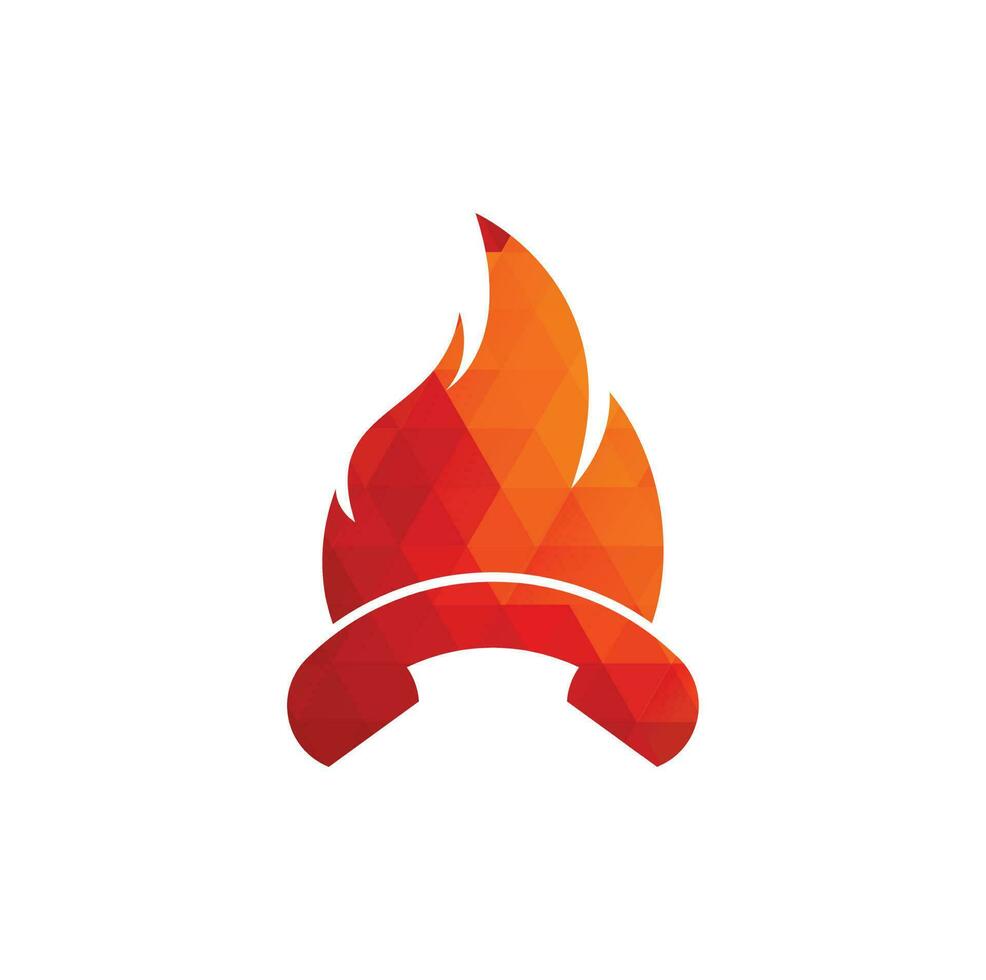 caldo chiamata vettore logo design concetto. microtelefono e fuoco icona.