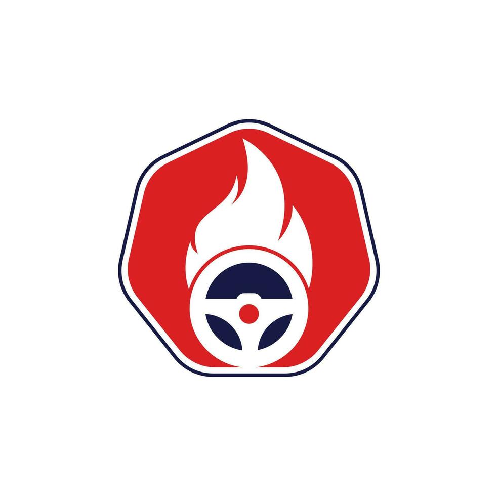 fuoco autista logo vettore design modello. auto timone ruota ardente fuoco logo icona vettore illustrazione design.
