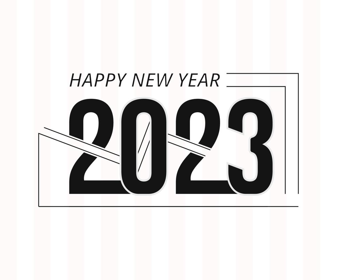 contento nuovo anno 2023 t camicia moderno tipografia design con geometrico nero testo professionista Scarica vettore