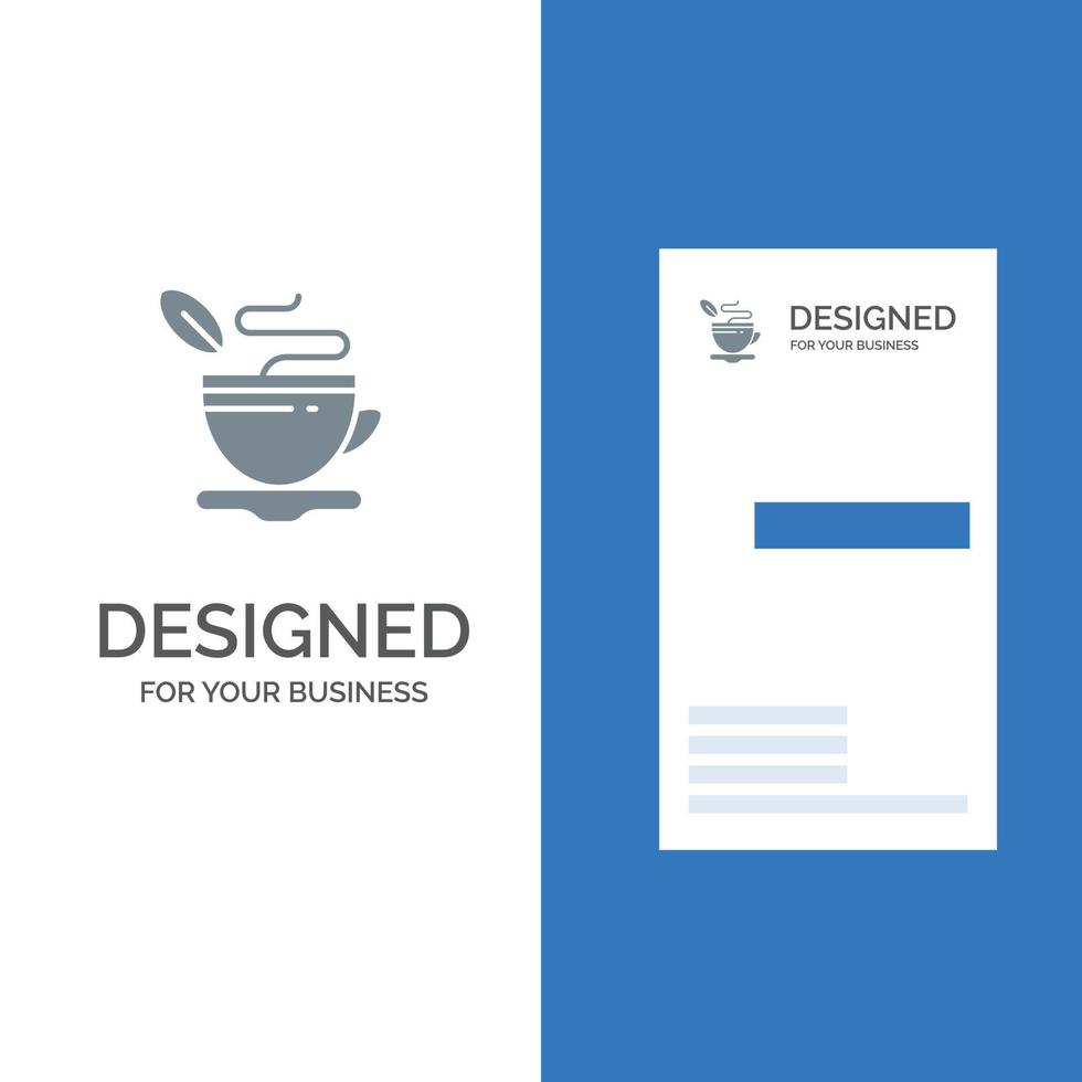 tè tazza caldo caffè grigio logo design e attività commerciale carta modello vettore