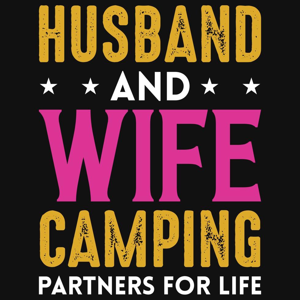 marito e moglie campeggio maglietta design vettore