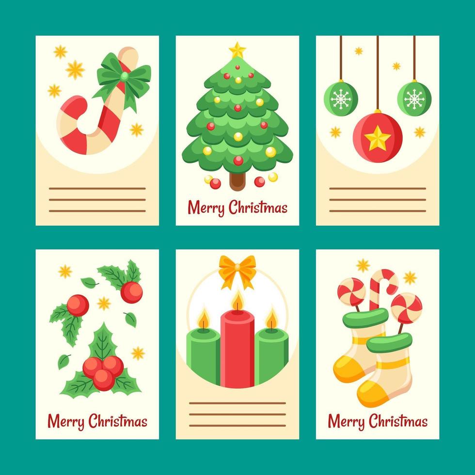 simpatica collezione di cartoline di Natale vettore