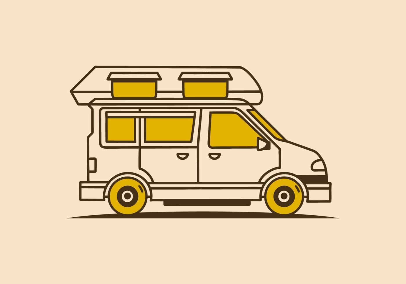 Vintage ▾ arte illustrazione di un' camper furgone auto vettore