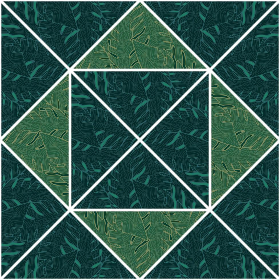 sagomato schema le foglie mosaico senza soluzione di continuità modello. palma foglia piastrella. botanico fogliame infinito sfondo. vettore