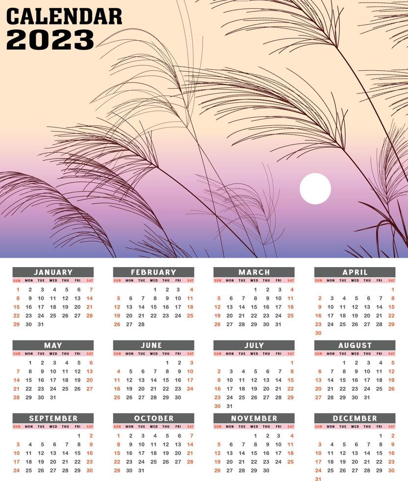 2023 nuovo anno mano disegnato calendario modello nel moderno stile vettore