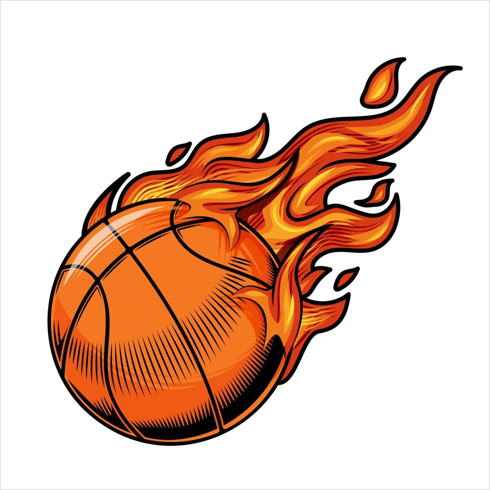 pallacanestro su fuoco vettore illustrazione.