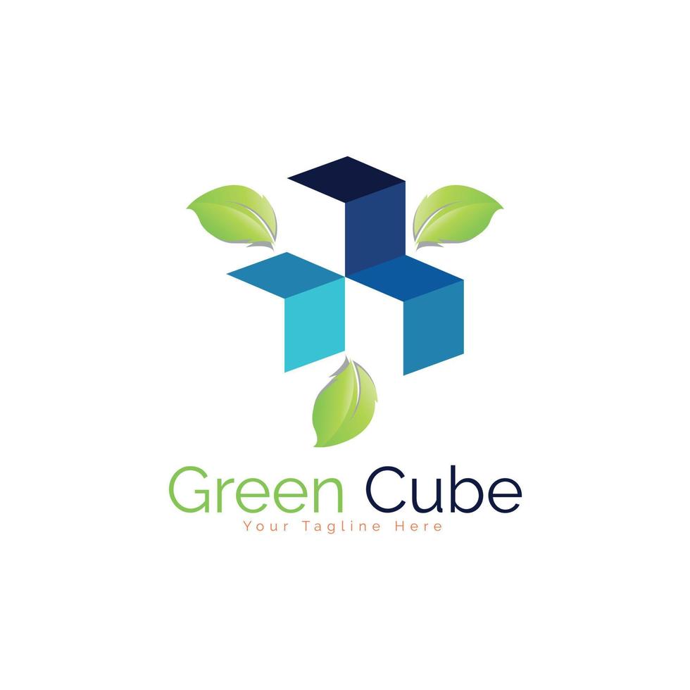 moderno verde cubo foglia colore logo modello design vettore per marca o azienda e altro