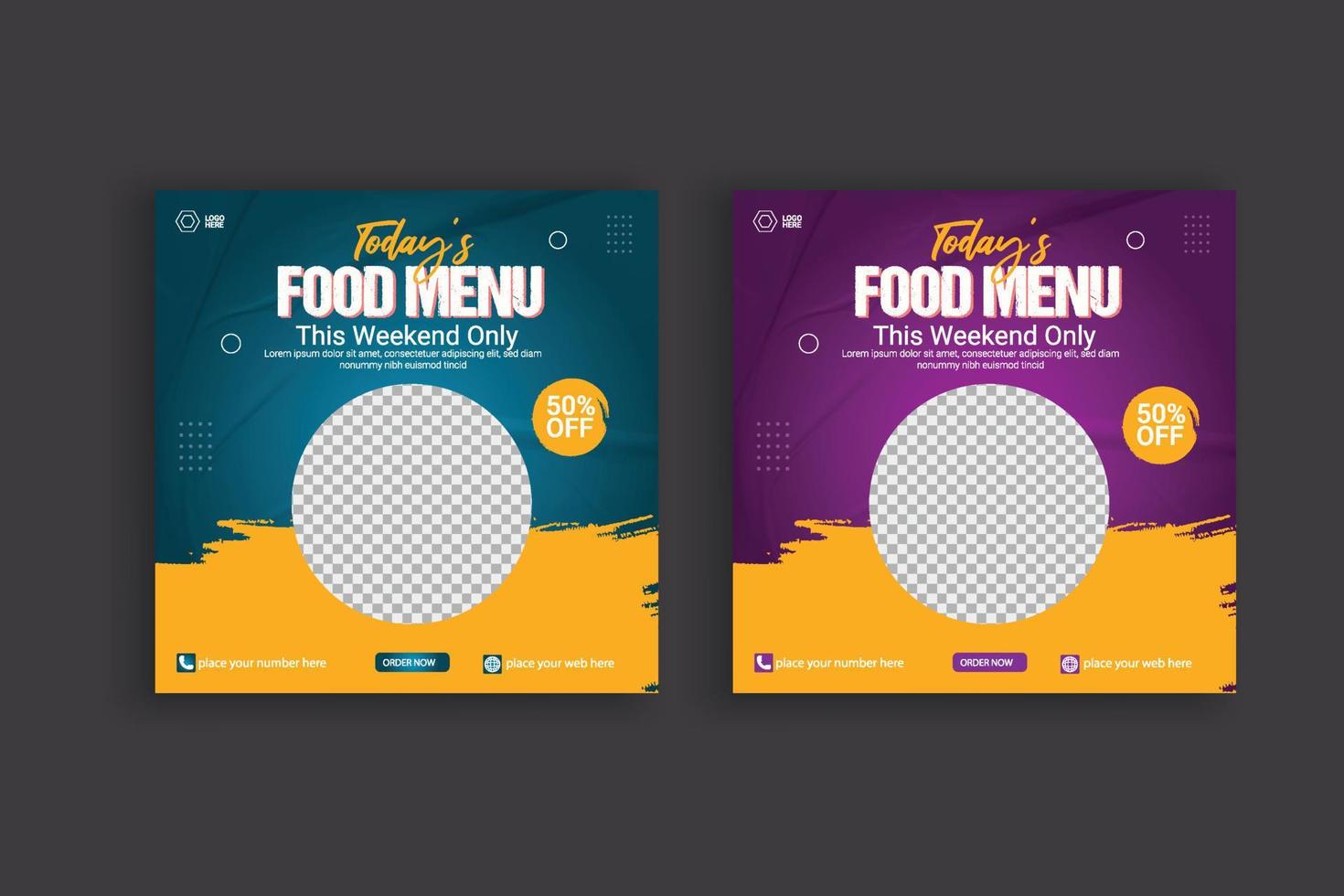 cibo sociale media inviare modello per cibo promozione semplice bandiera design vettore
