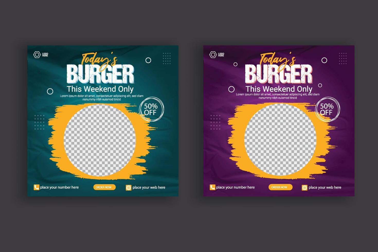 cibo sociale media inviare modello per cibo promozione semplice bandiera design vettore