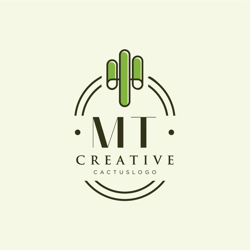 mt iniziale lettera verde cactus logo vettore