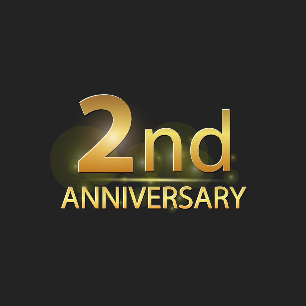 oro 2 ° anno anniversario celebrazione elegante logo vettore