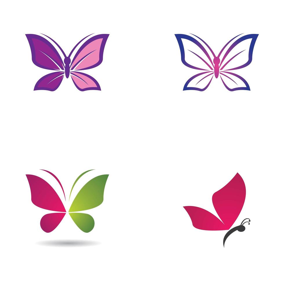 set di icone di bellezza farfalla vettore
