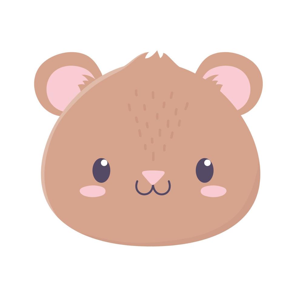 carino orso viso animale cartone animato isolato icona vettore
