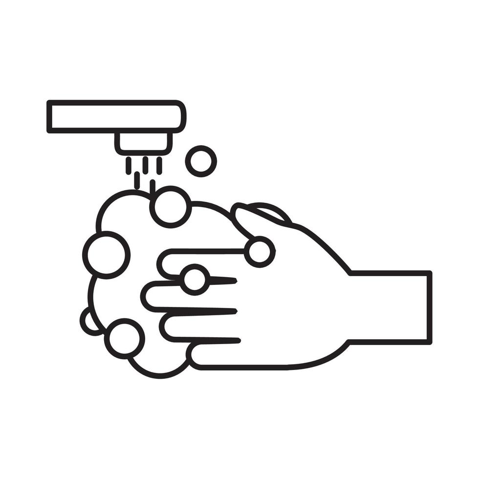 covid 19 coronavirus prevenzione protezione lavaggio mani linea stile icona vettore