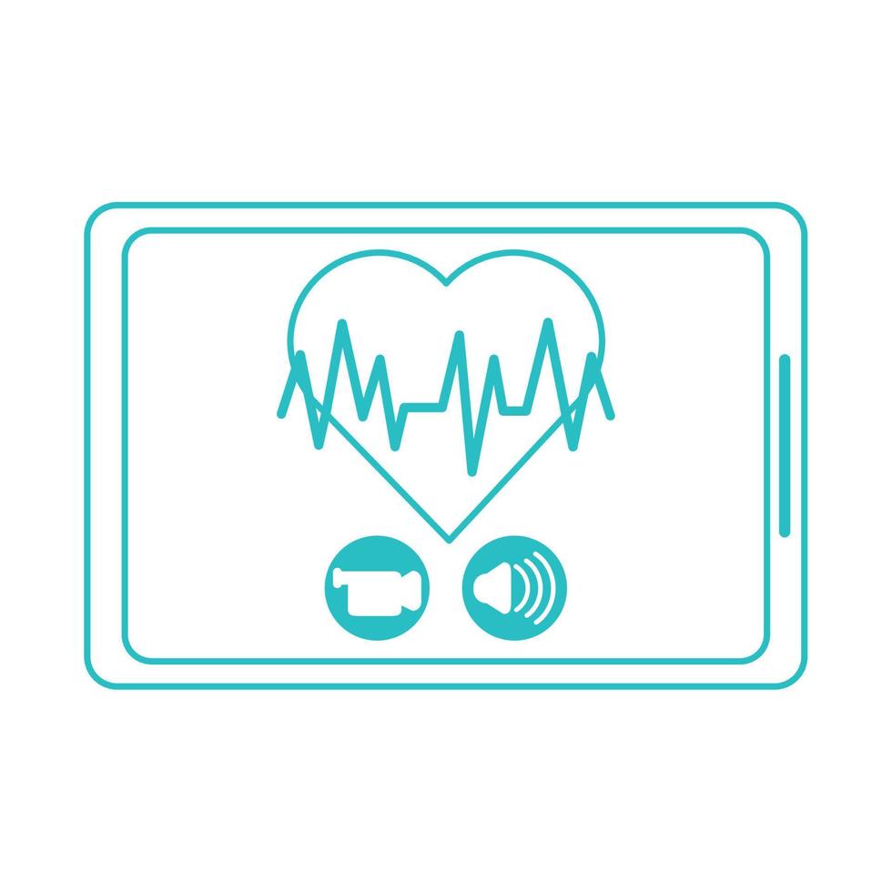 in linea medico, tavoletta computer chiamata consulente medico protezione covid 19, linea stile icona vettore