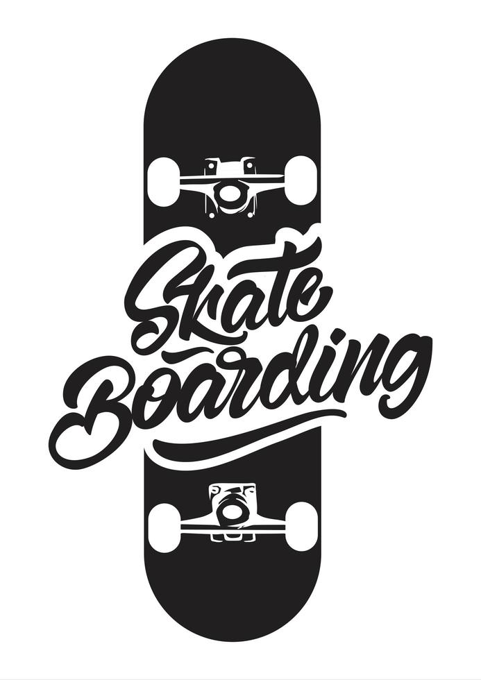 logo di skateboard in bianco e nero per t-shirt vettore