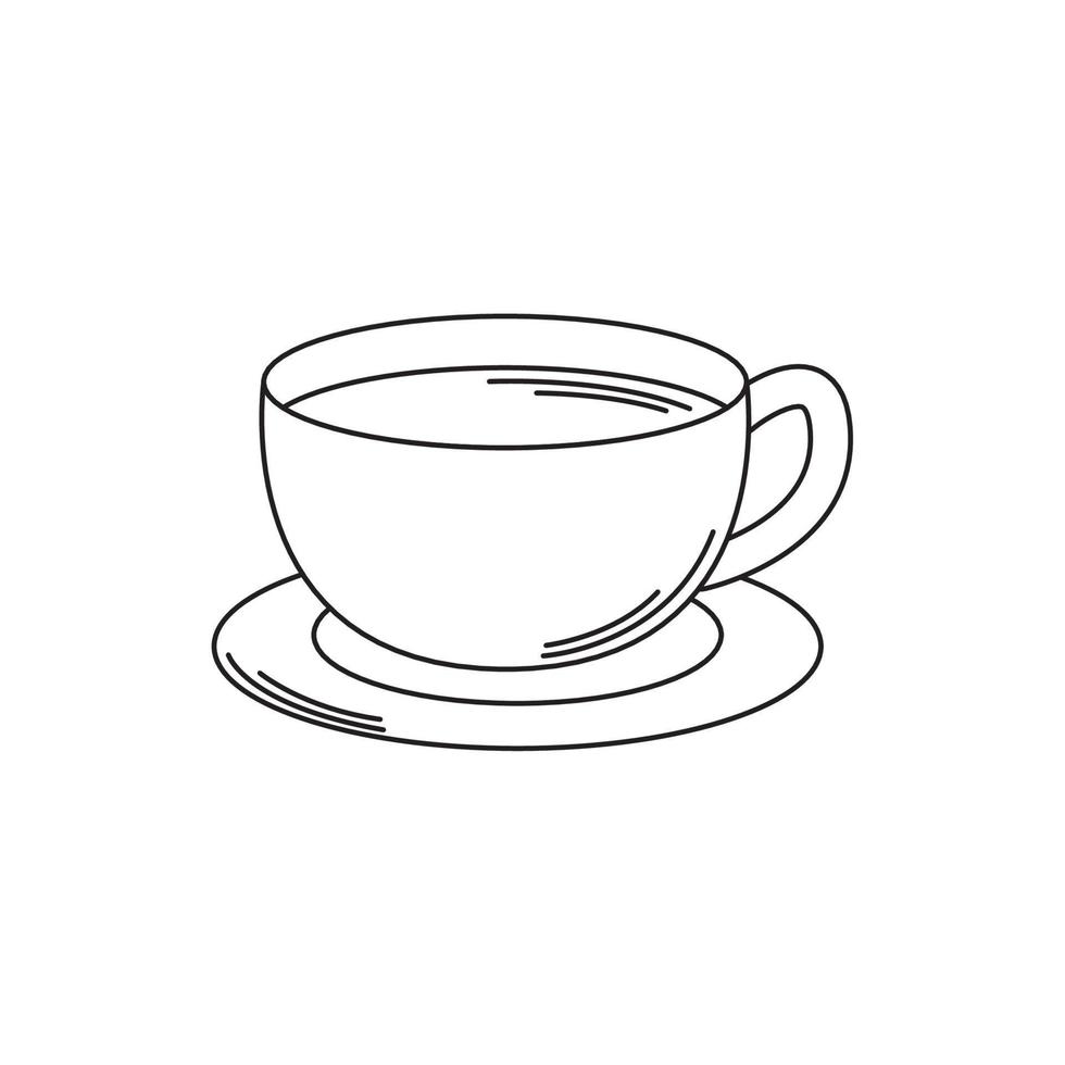 bevande caffè tazza nel piatto fresco linea stile icona vettore