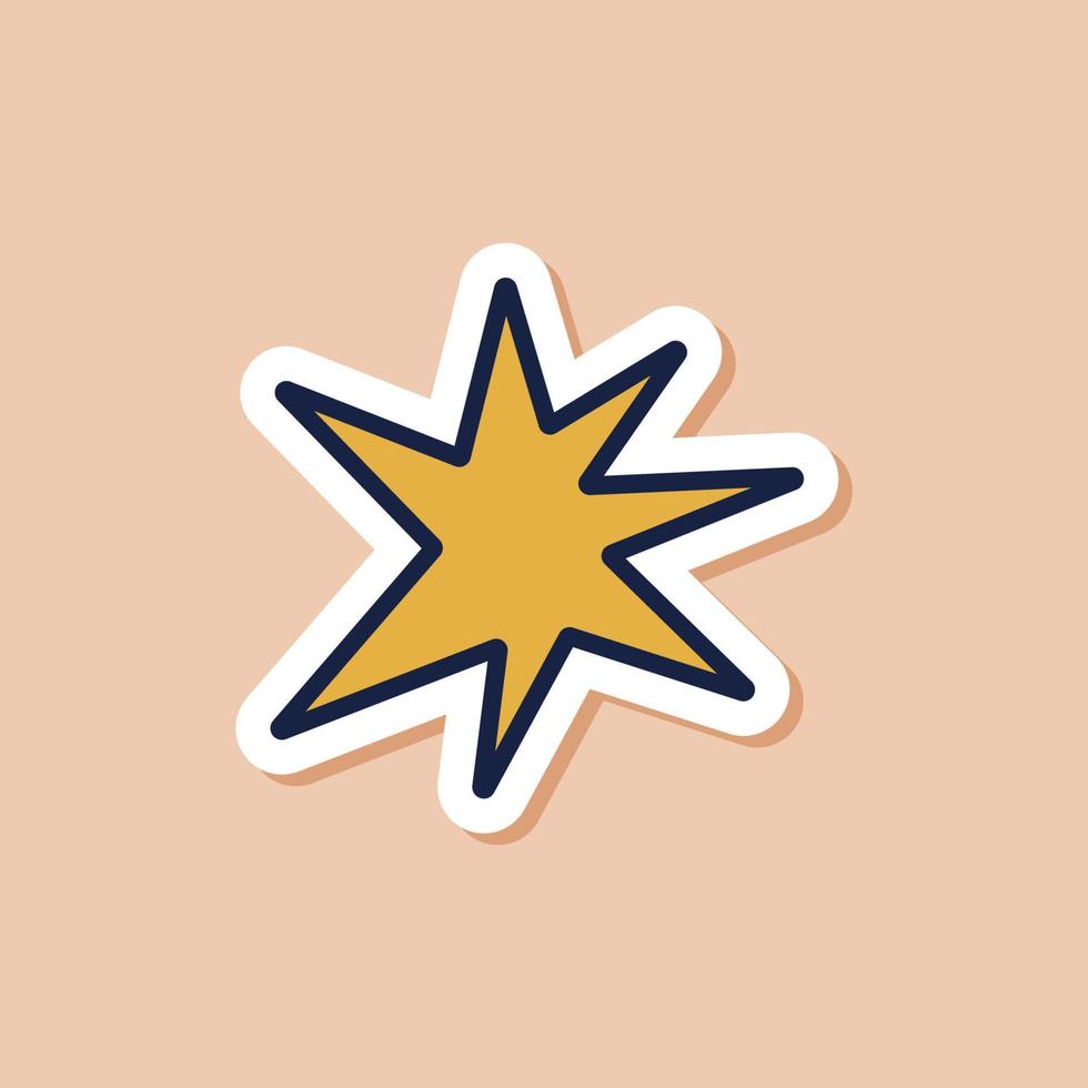 disegnato giallo stella scarabocchio etichetta. isolato etichetta di cartone animato stella. vettore celeste illustrazione.