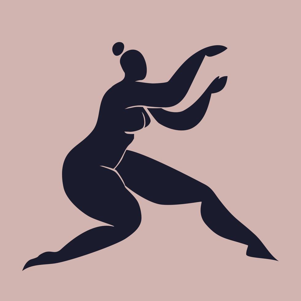 un' silhouette di un' donna ispirato di matisse. danza di il femmina corpo nel movimento. vettore ritagliare illustrazione isolato nel contemporaneo di moda stile.