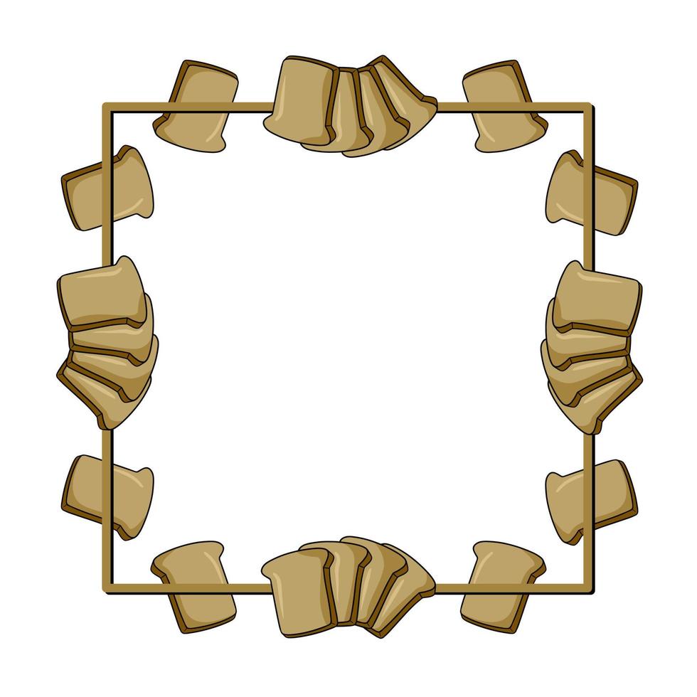 piazza telaio, fette di pane per crostini e panini ,copia spazio, vettore illustrazione nel cartone animato stile su un' bianca sfondo
