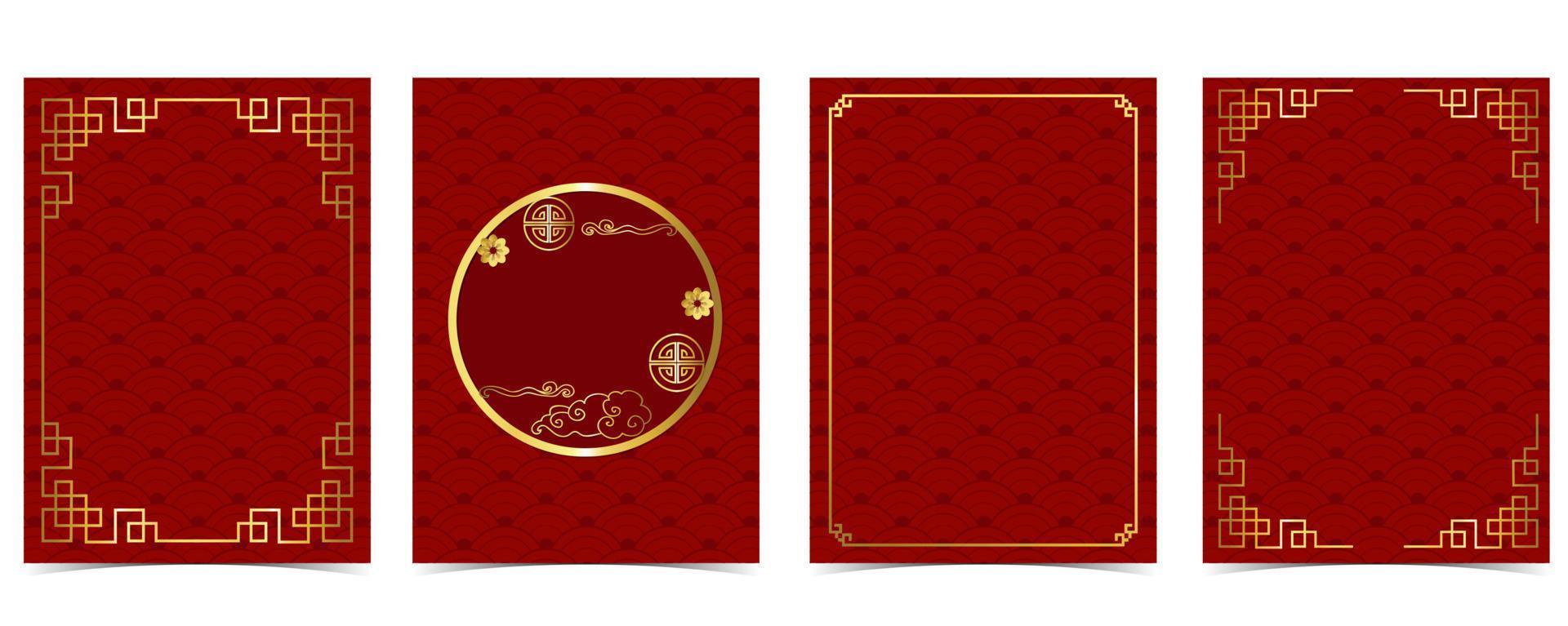oro rosso Cinese nuovo anno carta con confine vettore
